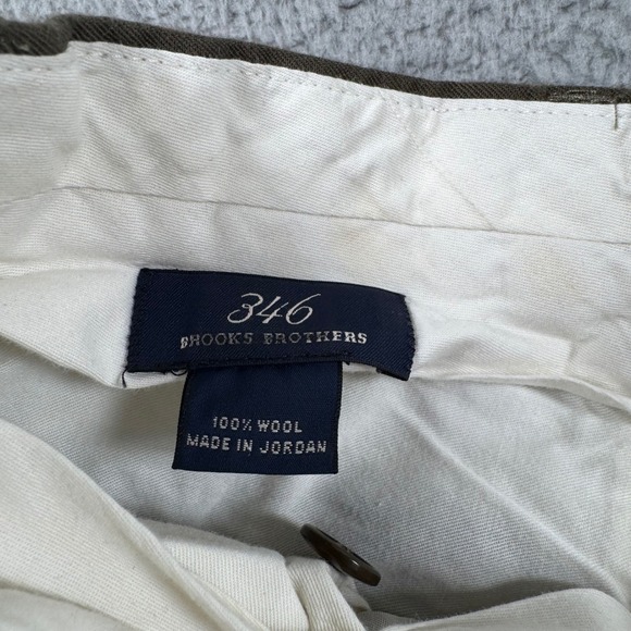 Brooks Brothers 346 Mens Pleated Wool Dress Pants Trousers Green Size 28x30 - Picture 3 of 10